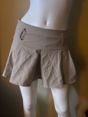 SHEIN Taupe Pleated Flare Mini Skirt